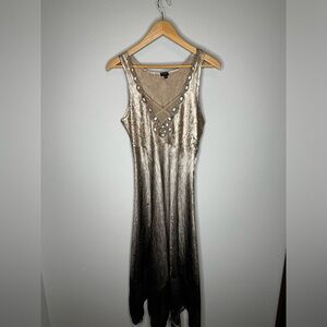 Vintage Komarov Babydoll Fairy Maxi Dress XL new Beaded Asymmetrical Whimsy Prom